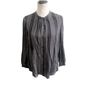 Rails Elouise Segrada Metallic Stripe Button Down Blouse Black Size Small NWT